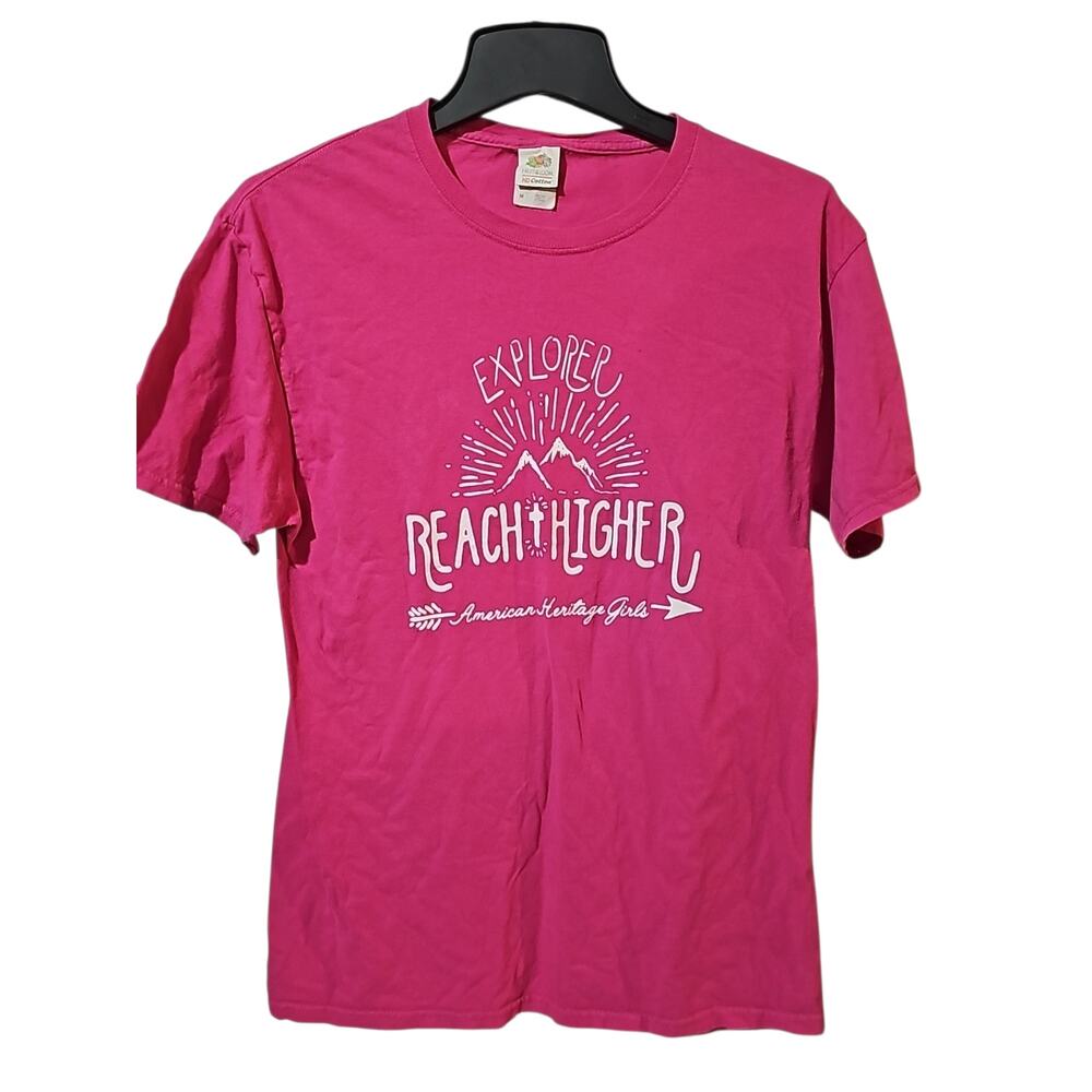 American Heritage Girls Pink Explorer Reach Higher Graphic T-Shirt